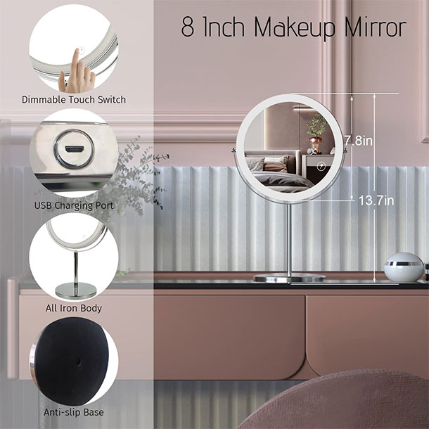 Miroir de maquillage éclairé