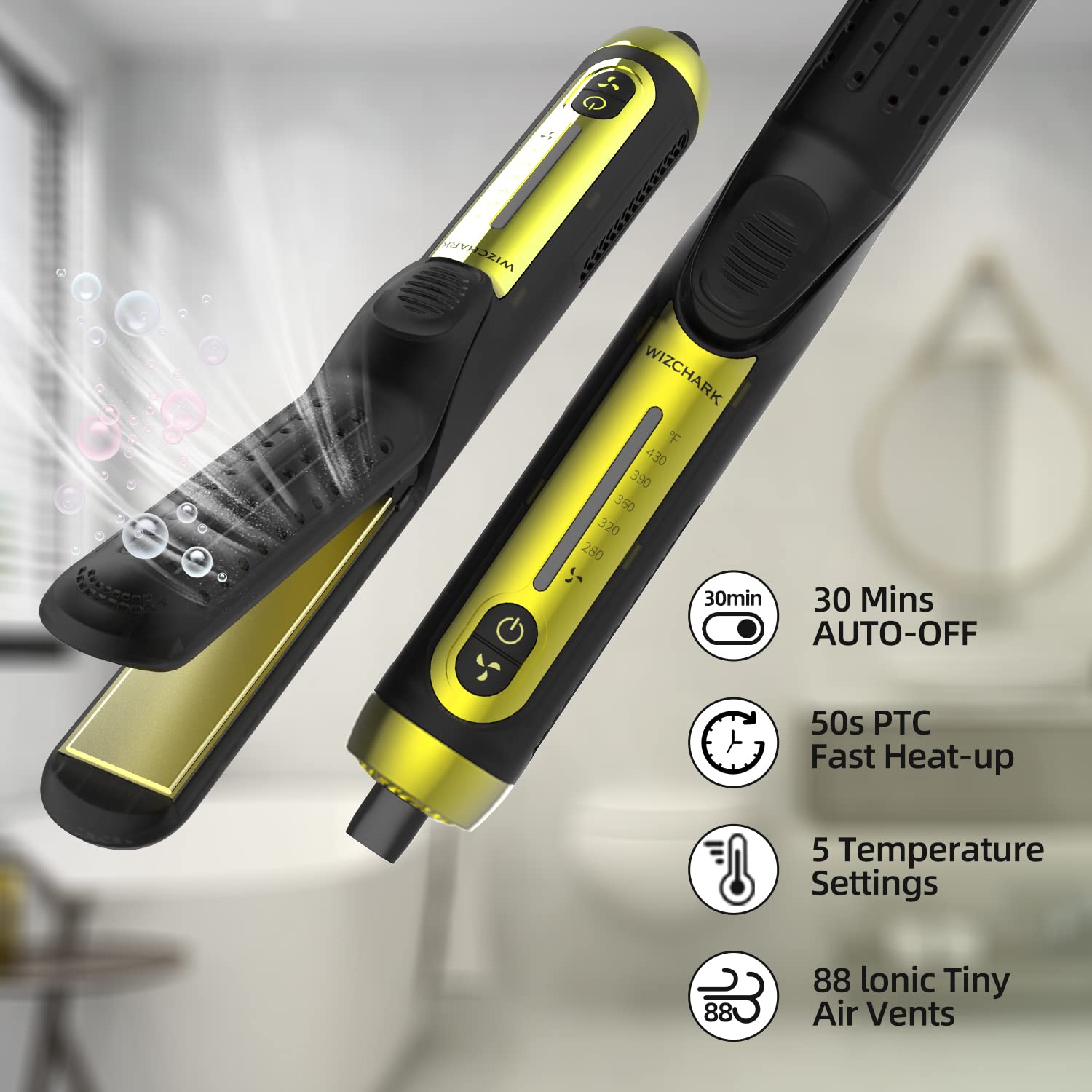 360° Airflow Styler Fer à friser Fer à lisser et bigoudi pour tous les styles avec évents de refroidissement