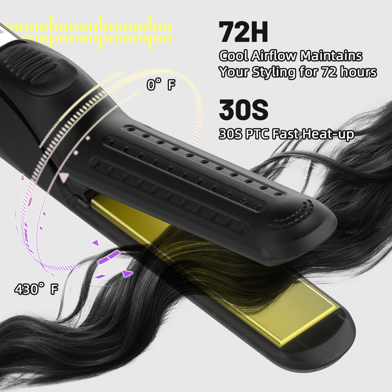 360° Airflow Styler Fer à friser Fer à lisser et bigoudi pour tous les styles avec évents de refroidissement