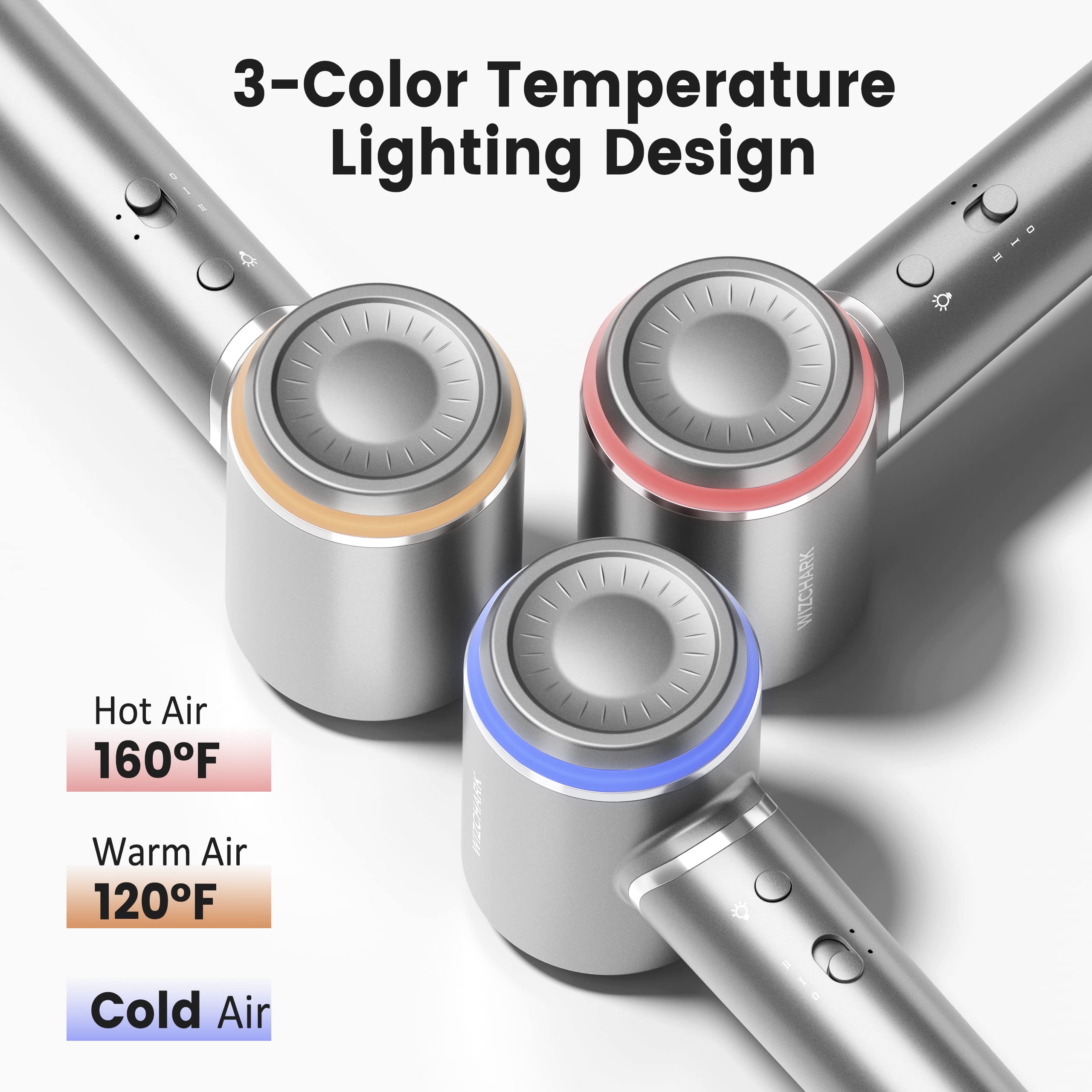 Sèche-cheveux ionique à 3 couleurs avec moteur sans balais de 110 000 tr/min pour un séchage rapide